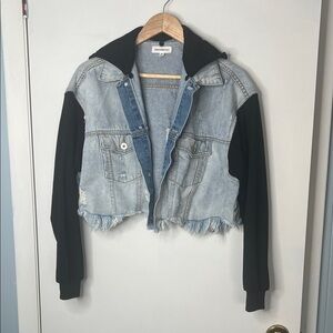 Dance & Marvel Light Blue Denim Jacket with Black Sleeves